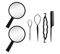 2 Pièces Miroir Rond Noir Et 4 Pièces Épingle À Cheveux, Miroir Portable, Miroir De Maquillage Portable, Accessoires De Voyage.