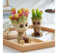 2 pièces Modèle Marvel Groot, accessoires de figurine de dessin animé pour décoration de bureau, peut être utilisé comme pot de fleurs, figurine de collection, convient pour la décoration de la maison