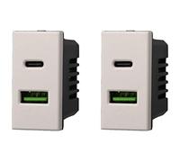 2 pièces module prise chargeur USB 3,1 A avec ports USB-A et type C, compatible avec Bticino Axolute (blanc)