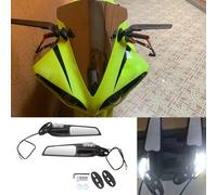 2 PièCes Moto Modifié Vent Pivotant Aile Universel RéTroviseur Spoiler 90 ° Rotatif RéGlable RéTroviseurs LatéRaux Avec Clignotants