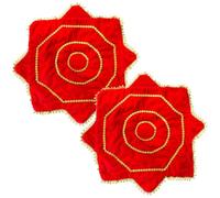 2 Pièces Mouchoir de Danse Rouge Vintage en Peluche, Accessoire Chinois | Tissu Doux, Anneau Central, Sequins Cousus Main, Effet Décoratif, pour Débutants, Traditions Populaires, Cosplay et Théâtre