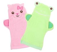 2 Pièces Moufles de Bain Cartoon pour Bébé, Grand Format en Coton | Moufle Garçon et Filles et -nés, Nettoyage Doux, sans Rayure, Usage Main et Jambe