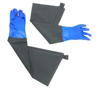 2 pièces Moufles de Pêche Longs Jusqu'au Coude en Tissu Bleu | Protection les Éclaboussures, Grip Texturé sur Paume et Doigts, Usage Industriel et Manipulation Chimique