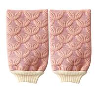 2 Pièces Moufles Exfoliant de Bain Sirène Double Face Épais Dos | Tissu Rose, Prise Facile, Accessoire Gommage du Corps et Entretien Quotidien