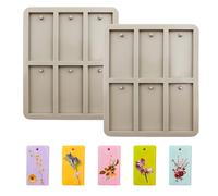 2 Pièces Moul Rectangulaire Silicone à 6 Cavités Savon Moule avec Trou de Suspension pour Aromathérapie, Breloques, Bougies, Bricolage, Grise