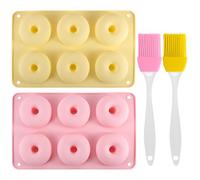 2 Pièces Moule à Beignets avec 6 Cavités Moules à Donuts en Silicone, Moule en Silicone, Antiadhésif Moules en Forme de Donut,2 Brosse en Silicone