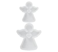 2 Pièces Moule à Bougie Ange en Silicone Blanc, Réutilisable | Surface Lisse, Nettoyage Facile, pour Savonnette Fait Main et Pâte Fondante, Usage Débutant, Rangement Compact