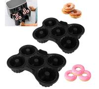 2 Pièces Moule A Donuts Silicone, Moule à Beignets Avec 5 CavitéS Moule Donuts Air Fryer Anti-AdhéSifs Moules Patisserie Individuelle Pour GâTeaux Bagels