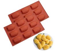 2 Pièces Moule a Madeleine, Madeleine- Moule en Silicone à 9 Trous, Durable et Facile à Nettoyer Antiadhésifs Pâtisserie Plaque, Adapté à la Pâtisserie Maison
