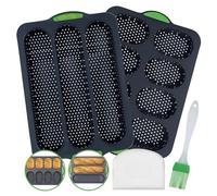 2 Pièces Moule à Pain,Moule Baguette Silicone 3 Grilles,Plaque à Pain Baguette Français Antiadhésif avec Couteau en Silicone et Pinceau à Huile,Accessoires de Cuisine pour Muffins Gâteaux Biscuit