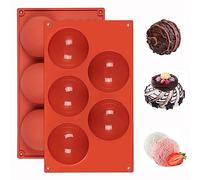 2 Pièces Moule Demi-Sphère Silicone, 5 Cavités Ø 8 cm - Pour Chocolat, Gâteaux, Gelée, Pudding, Mousse de Dôme