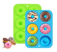2 Pièces Moule Donuts, 6 Cavités Moule A Donuts Silicone Cake Factory Anti-Adhésifs Résistant À La Chaleur Des Beignets Convient pour Faire Beignets Muffins Gâteaux Bleu Vert