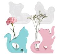 2 Pièces Moule en Silicone de Vase Chat Moule Silicone Animaux Fleurs pour Bureau Décorations