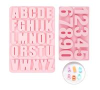 2 Pièces Moule en Silicone Lettre Chiffres Kit, 3D Moules à Fondant pour le Chocolat, la Patisserie, les Bougies, Plateau de Fabrication Baking DIY pour la Décoration de Gâteaux et de Desserts (Rose)