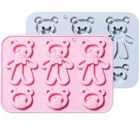 2 PIÈCES Moule en silicone Ours Poupée Moule à fondant Bonbons au chocolat Sucre Artisanat Gomme Pâte Moule Papier Argile Savon Bougie Moule Gâteau Décoration Outil