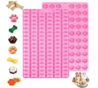 2 Pièces Moule en Silicone pour Chien, Mini Moule en Silicone pour os et Pattes de Chien Chiot, Anti-Adhérents, Réutilisables, Sans Bisphénol A, Moule Nourriture pour Chien pour Biscuits, Friandises