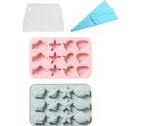 2 pièces Moule en silicone pour fondant de gâteaux sur le thème de la marine, Moules à coquillages et à étoiles de mer pour poissons Pour la décoration de gâteaux DIY, Chocolat, Bonbons, Argile polymè