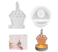 2 Pièces Moule Gâteau d'anniversaire Silicone Bougeoir en Résine Epoxy,Moules en Plâtre pour Couler,Moules en silicone avec Bougeoir,DIY Bougeoir Moule en Silicon,pour Bougies,Savon,L'artisanat(A)