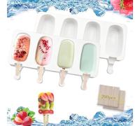 2 Pièces Moule Glace Silicone Batonnet 26cm Moule Magnum Cake avec 200 Pièces Batonnet Glace 8 Cellules Moule Magnum Réutilisables pour DIY Crème Glacée Maison Cake Dessert