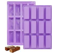 2 Pièces Moule Muffins Silicone 12 Cavités, 29.5x17.2cm Moule Rectangulaire Pour Financier, Barre de Céréales, Chocolat, Pain, Glace, Pudding, Gâteaux