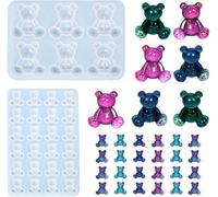 2 Pièces Moule Ourson 3D Resine Epoxy Moule Pour Resine Epoxy Porte Clé Moulage de Resine de Coulée pour Boucles D'oreilles