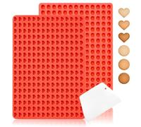 2 Pièces Moule Pepites de Chocolat, 1,3 cm Tapis de Cuisson en Silicone | Coeur à 255 Cavités, Cercleà à 468 Cavités, Tapis de Cuisson Chien Biscuit Moule avec Spatule, Réutilisable pour DIY Biscuits
