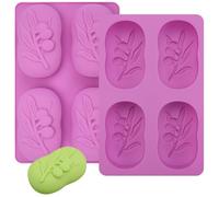 2 Pièces Moule pour Savon Maison Réutilisable - 4 Cavités Anti-Adhérent en Silicone, Ovale - Pour Savon, Bougie, Résine, Gâteau