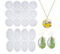 2 Pièces Moule Resine Epoxy Bijoux, Moule Silicone Bijoux avec Trous, Moule Porte Clef Resine Epoxy, Moule en Silicone Bijoux Rond Ovale, Moule Boucle D'oreille Resine Epoxy pour Colliers,Pendentifs