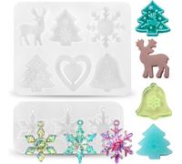 2 Pièces Moule Résine Noël, Flocon De Neige Moules En Silicone, Moule De Résine D'arbre De Noël, Moules À Bijoux En Résine Époxy, Moule À Savon De Flocon De Neige Christmas Décoration Diy Moulage