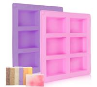 2 Pièces Moule Savon Silicone, Moule à Savon Rectangulaire, Moule Silicone Savon DIY, Moules à Savon en Silicone Antiadhésif, pour Fabrication de Savon, Cuisson du Gâteau, Artisanat en Résine