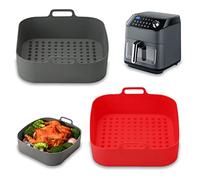 2 Pièces Moule Silicone Air Fryer, 20 cm Accessoire Airfryer, Air Fryer Moule, Panier Friteuse en Silicone, Air Doublure de Four à Friteuse, Air Fryer Pot pour Four à Micro Ondes, Réutilisable