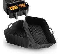 2 Pièces Moule Silicone Air Fryer, Compatibles avec Ninja Max Dual Zone AF300EU AF400EU AF451EU et Autres Friteuse à Air 7,6-10 L Plat Silicone Accessoires Air Fryer Sans BPA, Moule pour air fryer