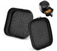 2 Pièces Moule Silicone Air Fryer, Plat Air Fryer Réutilisable et Pliable avec Poignées, Accessoire pour Friteuse à Air, Four, Micro-ondes