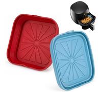 2 Pièces Moule Silicone Air Fryer, Plat Air Fryer Réutilisable et Pliable avec Poignées, Accessoire pour Friteuse à Air, Four, Micro-ondes