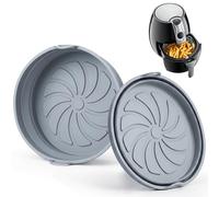 2 Pièces Moule Silicone Air Fryer Rond, Plat Air Fryer Réutilisable et Pliable avec Poignées, Accessoire pour Friteuse à Air, Four, Micro-ondes