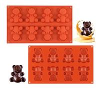 2 Pièces Moule Silicone Ourson Guimauve, Moules Ours 8 Cavités, Mini Moule Ourson Guimauve Gelée Chocolat Gâteau, Moule Ourson Silicone Sans BPA -40°C à 230°C pour Pâtisserie Bonbons DIY