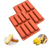 2 Pièces Moule Silicone Patisserie, Moule Financier, Moule a Eclair, Moule Mini Buche 8 Silicone Mold Cavity Moule Barre de