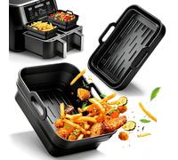 2 Pièces Moule Silicone Pliable pour Ninja Foodi Max Dual Zone 9,5L AF400EU, Accessoire Air Fryer pour Ninja Double Stack XL SL400EU, Panier Antiadhésif Friteuse à Air Chaud Réutilisable, Sans BPA