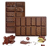 2 Pièces Moule Tablette Chocolat, 12 Cavités Moule Silicone Tablette Chocolat Dubai, Moules à Pâtisserie Antiadhésifs Idéal pour Barres de Bonbons, Cires Fondues