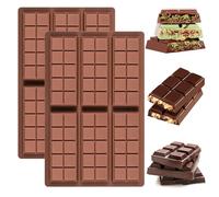 2 Pièces Moule Tablette Chocolat en Silicone Mini Moule Chocolat de 6 Cavités avec Grattoir Kit Sans BPA Anti-Adhésif pour DIY Fait Maison Fondant Morceaux Protéinées Barres Gelées