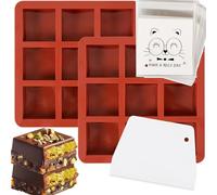 2 Pièces Moules à Chocolat, Moule Tablette Chocolat en Silicone, 9 Cavités Moules à Pâtisserie avec Grattoir et Sac, Anti-adhésif Moule Chocolat, Moule à Tablette Chocolat Profond pour Bonbons Gaufres