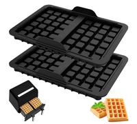2 Pièces moules à gaufres belges en silicone compatibles avec Ninja AF300EU, AF400EU, AF451EU et SL400EU, empilables, double insert de plaque de cuisson en silicone, accessoires pour gaufres belges