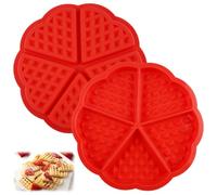 2 Pièces Moules à Gaufres en Silicone, Moule Gaufre Air Fryer, Moule à Gaufres Four, Moules à Gaufres en Silicone en Forme de Cœur, Gaufrier Antiadhésif Moule pour Faire Gaufres, Gâteaux, Chocolats