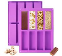 2 Pièces Moules AntiadhéSifs en Silicone à 8 Cavités, Moule Barre de Céréales Silicone, Plat de Cuisson Energy Bars, pour Faire des Barres de CéRéAles au Chocolat Muffins GâTeaux, 27x 21.5cm, Violet