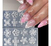 2 pièces Moules d'art pour ongles en silicone à pétales de printemps, modèles de fleurs de lys et de cerisier pour le nail art 3D. Outils de moules à ongles réutilisables Silicone