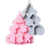 2 PIÈCES Moules de Noël en silicone, Moules à gâteaux en chocolat antiadhésifs, Sapin de Noël 3D, Moules à biscuits du Père Noël, Kit de pâtisserie DIY en fondant de Noël Pour les ustensiles de cuisin