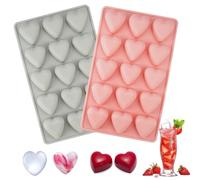 2 Pièces Moules en Silicone Coeur, Moule Silicone Coeur Patisserie, Moule en Forme de Cœur pour 15 Cavités pour Pudding, Gelée, Gâteau, Chocolat, Glaçons, Savon