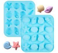 2 Pièces Moules en Silicone Coquillage et Étoile de Mer, 16 Cavité 6 Moules Cuisson au thème l'océan, Moules 3D pour Thèmes Marins et Fêtes Sirène, Moule Coquillage pour Chocolat, Bonbons, Gâteau