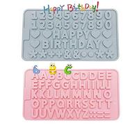 2 Pièces Moules en Silicone en Forme de Cœur Avec Lettres de l'alphabet et Chiffres, Alphabet Chocolat Moule, Moulessilicone Gateaux pour Décoration de Gâteaux à Faire Soi-même