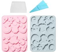 2 pièces Moules en silicone pour fête de bébé, Canard, Combinaison de bébé, Sucette, Biberon, Poussette, Moule à fondant en silicone Pour chocolat, savon, sucre, Fimo